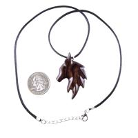 Handmade Fox Necklace, Hand Carved Wooden Animal Pendant, Vixen Totem One-of-a-Kind Wood Jewelry for Men Women