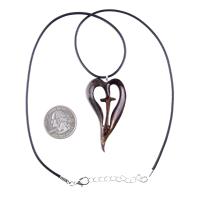 Women Cross Necklace, Wooden Heart Pendant, Hand Carved Wood Cross Necklace, 5th Anniversary Gift for Her, Christian Jewelry