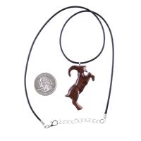Mountain Goat Pendant, Hand Carved Wooden Big Horn Buck Necklace, Spirit Animal Totem, Capricorn Jewelry