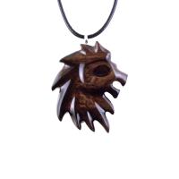 Hand Carved Wooden Lion Head Pendant, Men Wood Necklace, Handmade One of a Kind Leo Jewelry Gift for Him