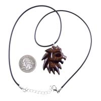 Hand Carved Wooden Lion Head Pendant, Men Wood Necklace, Handmade One of a Kind Leo Jewelry Gift for Him