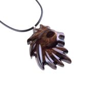 Hand Carved Wooden Lion Head Pendant, Men Wood Necklace, Handmade One of a Kind Leo Jewelry Gift for Him