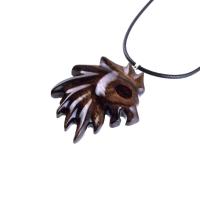 Hand Carved Wooden Lion Head Pendant, Men Wood Necklace, Handmade One of a Kind Leo Jewelry Gift for Him