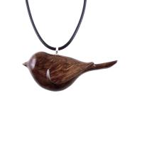 Chickadee Necklace, Hand Carved Wooden Bird Pendant, Wood Bird Jewelry, One of a Kind Gift for Her