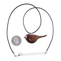 Chickadee Necklace, Hand Carved Wooden Bird Pendant, Wood Bird Jewelry, One of a Kind Gift for Her