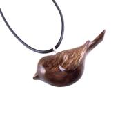 Chickadee Necklace, Hand Carved Wooden Bird Pendant, Wood Bird Jewelry, One of a Kind Gift for Her