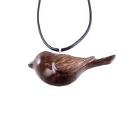 Chickadee Necklace, Hand Carved Wooden Bird Pendant, Wood Bird Jewelry, One of a Kind Gift for Her