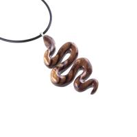 Hand Carved Wooden Snake Pendant, Snake Necklace, Wood Reptile Pendant, Totem Spirit Animal Serpent Jewelry Gift for Him Her