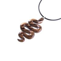 Hand Carved Wooden Snake Pendant, Snake Necklace, Wood Reptile Pendant, Totem Spirit Animal Serpent Jewelry Gift for Him Her