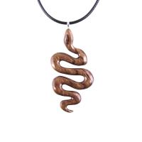 Hand Carved Wooden Snake Pendant, Snake Necklace, Wood Reptile Pendant, Totem Spirit Animal Serpent Jewelry Gift for Him Her