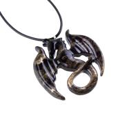 Dragon Necklace for Men Women, Hand Carved Wooden Dragon Pendant, Fantasy Wood Jewelry Gift for Her Him
