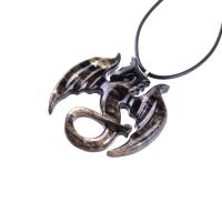 Dragon Necklace for Men Women, Hand Carved Wooden Dragon Pendant, Fantasy Wood Jewelry Gift for Her Him