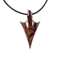 Hand Carved Wooden Arrowhead Necklace, Arrow Pendant, Mens Wood Necklace, Tribal Handmade Jewelry, Gift for Him