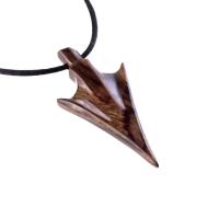 Hand Carved Wooden Arrowhead Necklace, Arrow Pendant, Mens Wood Necklace, Tribal Handmade Jewelry, Gift for Him
