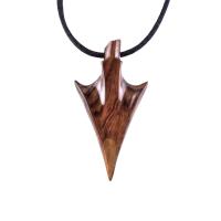 Hand Carved Wooden Arrowhead Necklace, Arrow Pendant, Mens Wood Necklace, Tribal Handmade Jewelry, Gift for Him
