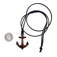 Anchor Necklace, Hand Carved Wooden Anchor Pendant, Mens Wood Necklace, Handmade Nautical Jewelry, Gift for Him