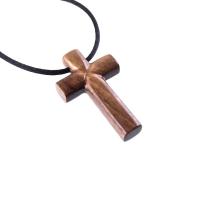 Wooden Cross Necklace, Hand Carved Cross Pendant, Mens Christian Wood Jewelry, One of a Kind Gift for Him