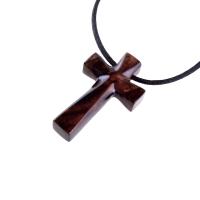 Wooden Cross Necklace, Wood Cross Pendant, Hand Carved Christian Jewelry for Men, One of a Kind Gift for Him