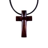 Wooden Cross Necklace, Wood Cross Pendant, Hand Carved Christian Jewelry for Men, One of a Kind Gift for Him