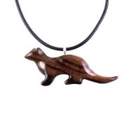 Otter Necklace, Hand Carved Wooden Sea Animal Pendant, Nautical Wood Jewelry for Men or Women