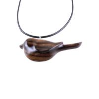 Chickadee Necklace, Hand Carved Wooden Bird Pendant, Wood Bird Jewelry, One of a Kind Gift for Her