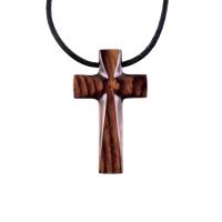 Wooden Cross Necklace, Wood Cross Pendant, Hand Carved Christian Jewelry for Men, One of a Kind Gift for Him
