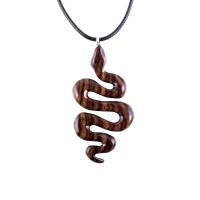 Snake Necklace for Men or Women, Hand Carved Wooden Snake Pendant, Wood Serpent Necklace, Totem Reptile Jewelry