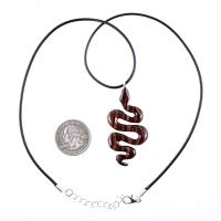 Snake Necklace for Men or Women, Hand Carved Wooden Snake Pendant, Wood Serpent Necklace, Totem Reptile Jewelry