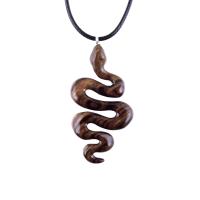 Hand Carved Wooden Snake Pendant, Snake Necklace, Wood Reptile Pendant, Totem Spirit Animal Serpent Jewelry Gift for Him Her