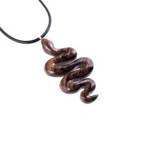 Hand Carved Wooden Snake Pendant, Snake Necklace, Wood Reptile Pendant, Totem Spirit Animal Serpent Jewelry Gift for Him Her