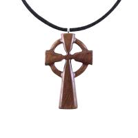 Wooden Celtic Cross Pendant, Wood Celtic Cross Necklace, Hand Carved Irish Christian Jewelry for Men
