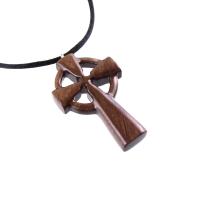 Wooden Celtic Cross Pendant, Wood Celtic Cross Necklace, Hand Carved Irish Christian Jewelry for Men