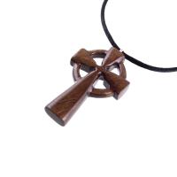 Wooden Celtic Cross Pendant, Wood Celtic Cross Necklace, Hand Carved Irish Christian Jewelry for Men