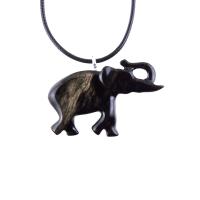 Lucky Elephant Pendant, Hand Carved Trunk Up Wooden Elephant Necklace for Men or Women, Spiritual Animal Wood Jewelry, Gift for Him Her