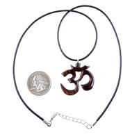 Hand Carved Ohm Necklace, Wooden Om Pendant, Yoga Jewelry for Men Women, Namaste Wood Gift for Him or Her
