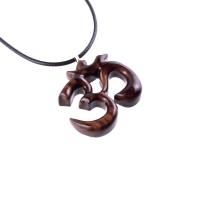 Hand Carved Ohm Necklace, Wooden Om Pendant, Yoga Jewelry for Men Women, Namaste Wood Gift for Him or Her