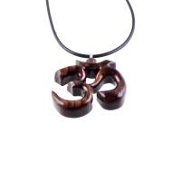 Hand Carved Ohm Necklace, Wooden Om Pendant, Yoga Jewelry for Men Women, Namaste Wood Gift for Him or Her