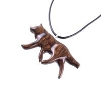 Hand Carved Wooden Wolf Necklace Pendant, Wood Animal TotemJewelry, One-of-a-Kind Handmade Gift