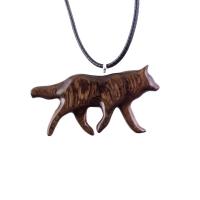 Hand Carved Wooden Wolf Necklace Pendant, Wood Animal TotemJewelry, One-of-a-Kind Handmade Gift