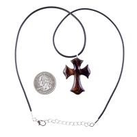 Wooden Cross Necklace, Wood Cross Pendant, Hand Carved Mens Christian Jewelry, One of a Kind Gift for Him