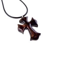 Wooden Cross Necklace, Wood Cross Pendant, Hand Carved Mens Christian Jewelry, One of a Kind Gift for Him