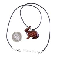Wooden Rabbit Pendant, Bunny Necklace, Hand Carved Wood Animal Pendant, Spirit Animal Totem Pet Jewelry