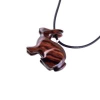 Wooden Rabbit Pendant, Bunny Necklace, Hand Carved Wood Animal Pendant, Spirit Animal Totem Pet Jewelry