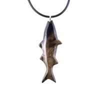 Striped Bass Pendant, Hand Carved Fish Necklace, Wooden Fishermen Jewelry, Mens Wood Necklace, One of a Kind Gift for Him