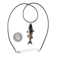 Striped Bass Pendant, Hand Carved Fish Necklace, Wooden Fishermen Jewelry, Mens Wood Necklace, One of a Kind Gift for Him