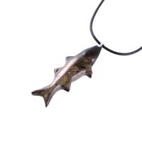 Striped Bass Pendant, Hand Carved Fish Necklace, Wooden Fishermen Jewelry, Mens Wood Necklace, One of a Kind Gift for Him