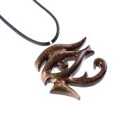 Eye of Horus Pendant, Hand Carved Wooden Eye of Ra Necklace, Egyptian African Wood Jewelry for Men or Women, Gift for Him Her