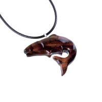 Salmon Necklace, Hand Carved Wooden Trout Pendant, Fish Jewelry, Mens Wood Necklace, Fisherman Gift for Him