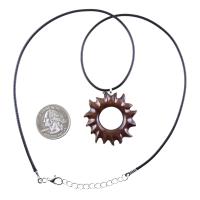 Wooden Sun Pendant, Hand Carved Sun Necklace, Celestial Jewelry, Solar Eclipse Wood Jewelry for Men Women