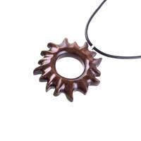 Wooden Sun Pendant, Hand Carved Sun Necklace, Celestial Jewelry, Solar Eclipse Wood Jewelry for Men Women